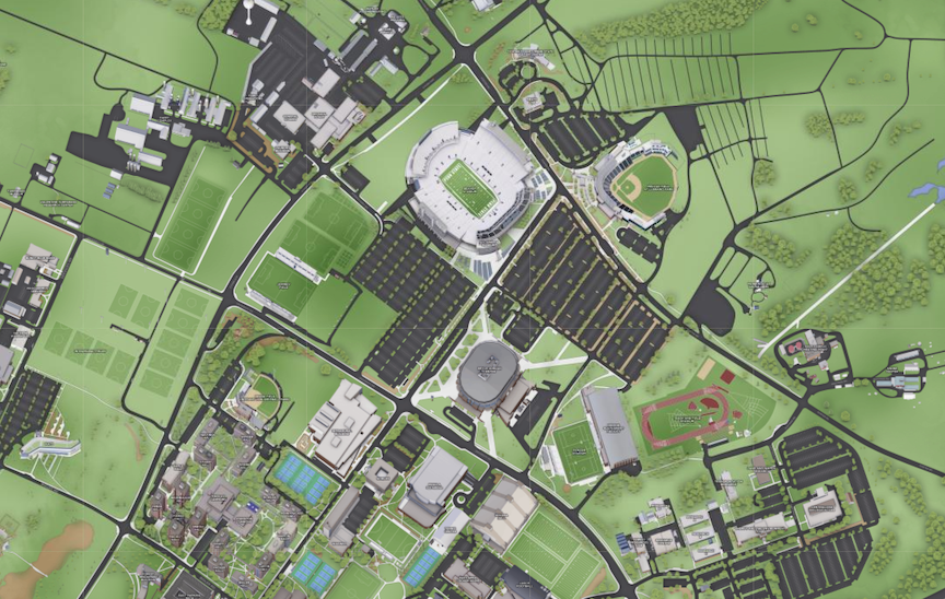 Concept3D - Penn State - 3D Rendered Campus Map Birds Eye