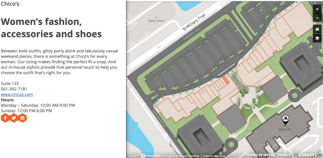 Boca Center Launches on Concept3D Immersive Map Platform